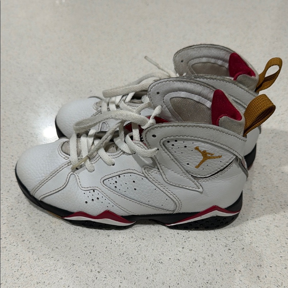 Jordan 6 Cardinal White Kids Basketball Shoes with Red and Gold Accents